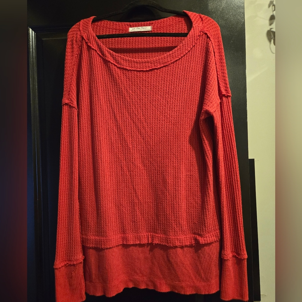 We The Free Crimson Waffle Knit Top